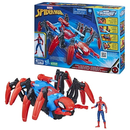 Marvel Spider-Man Crawl 'N Blast Spider with Action Figure, 2-In-1 Blast Feature, Toy Cars