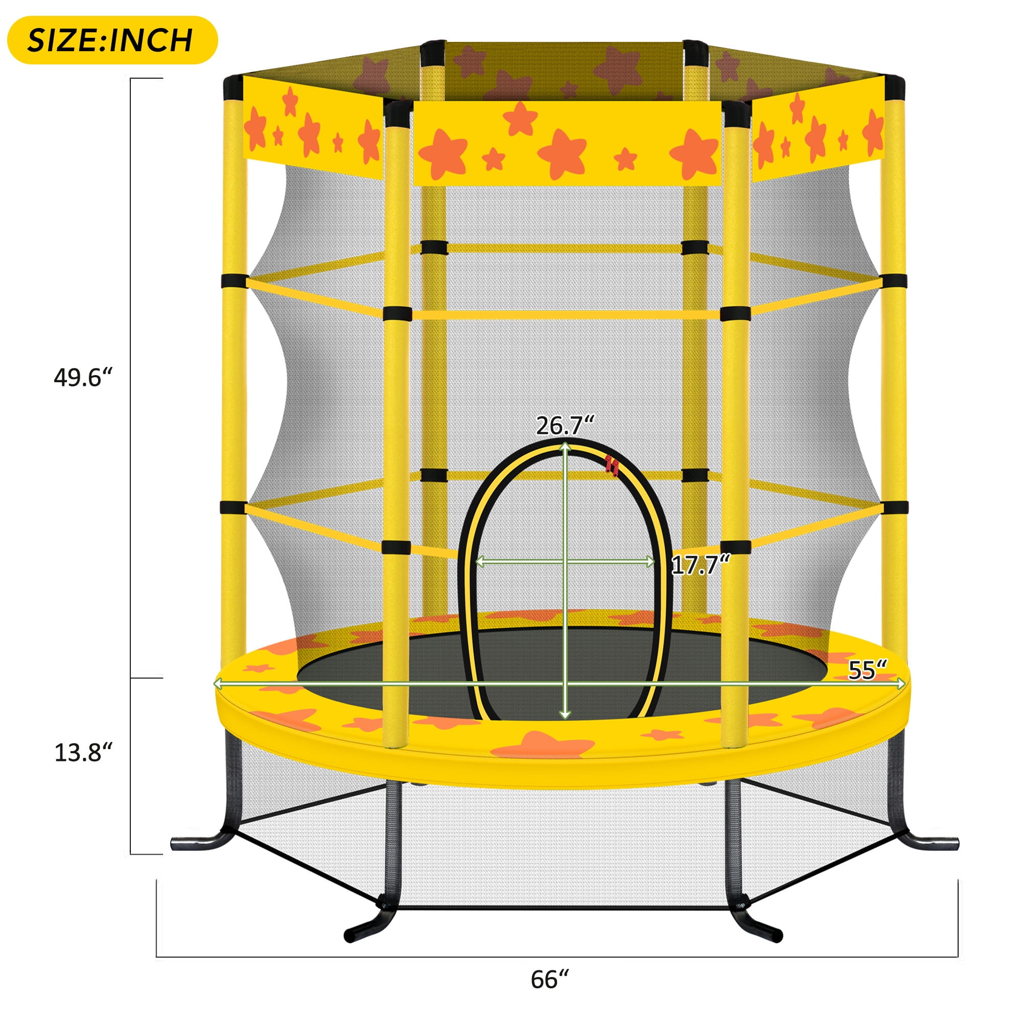 EUROCO  55 Inch Kids Trampoline with Safety Enclosure Net, 4.5FT Outdoor Indoor Trampoline for Kids
