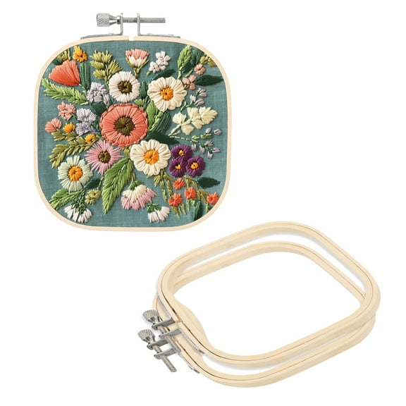 Uxcell 3 Pieces 5.1" x 5.1" Square Embroidery Hoops Adjustable Cross Stitch Hoops Ring