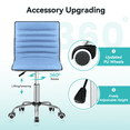 thumbnail image 4 of Furmax Leather Swivel Office Chair - Mid Back Vanity Chair for Makeup Desk, Armless Ribbed Task Chair with Ergonomic Support (Light Blue), 4 of 7