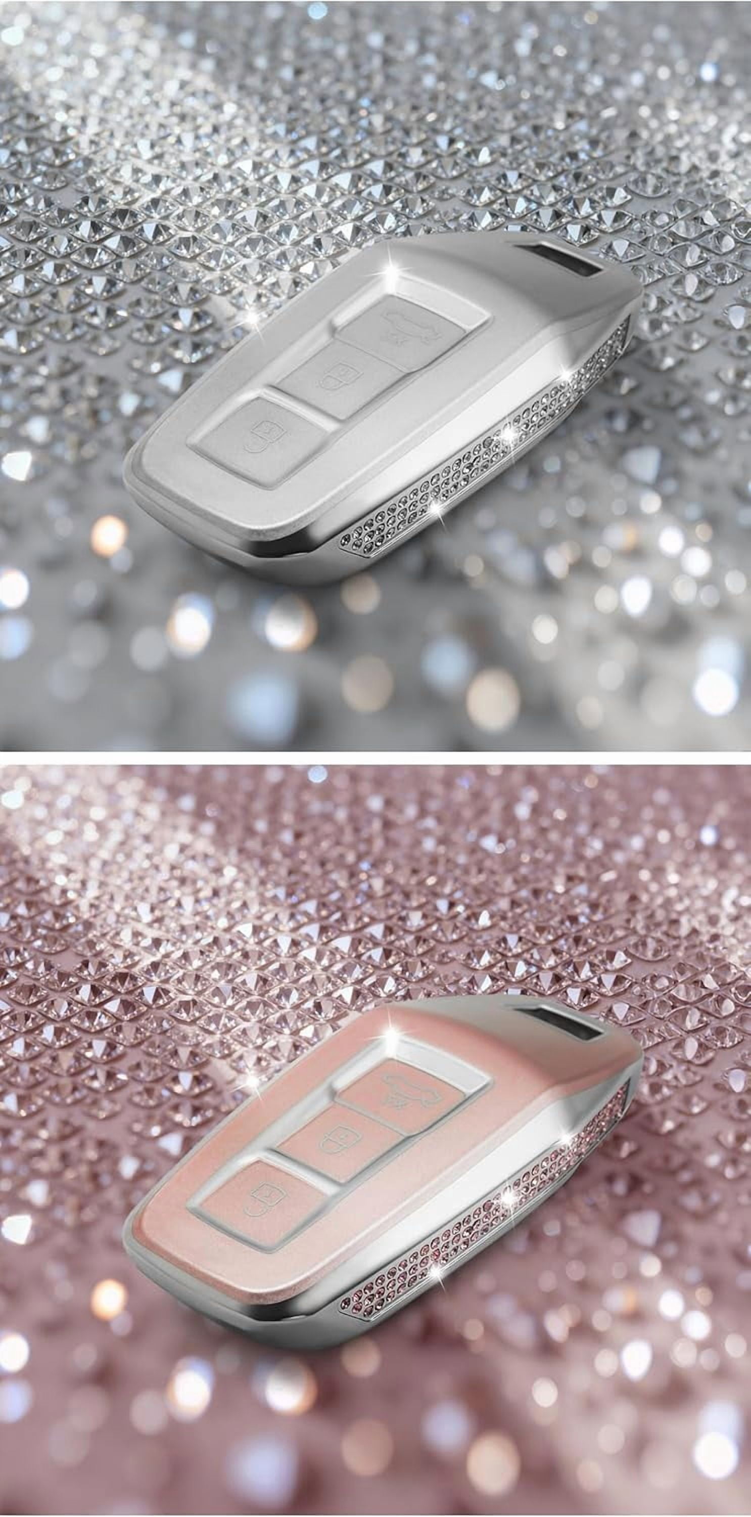 Key Fob Cover Compatible with Fit for Audi A3 A5 A6 Avant E-tron SQ5 SUV Q6 Sportback 2025, 3 Buttons, TPU, Keyless Entry, Car Key Cover, Keychain Case Holder Protector,A-Pink