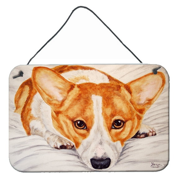 Carolines Treasures AMB1133DS812 Fiona Corgi Wall or Door Hanging Prints  8x12 multicolor