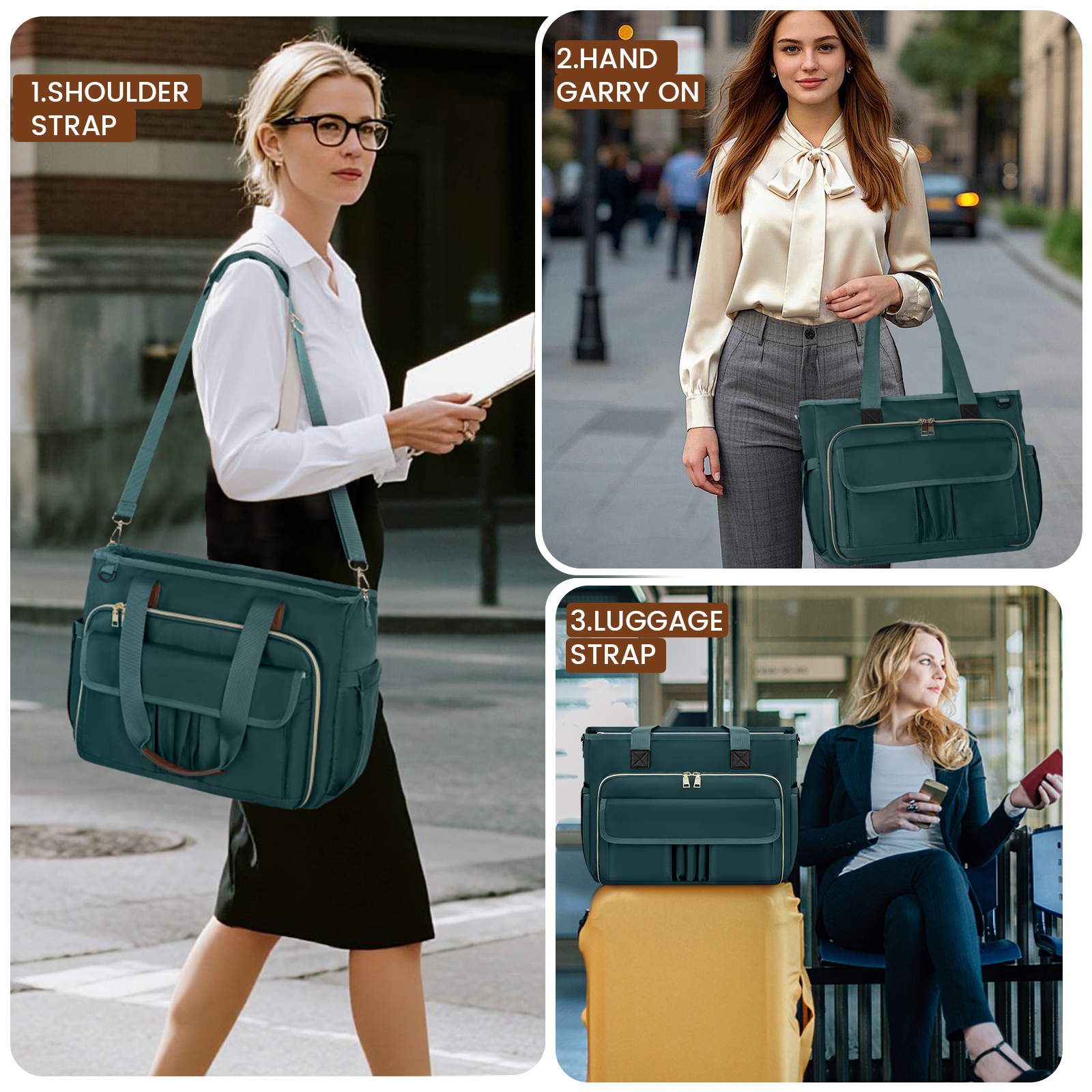 RAINSMORE Teacher Tote Bag 15.6 inch Laptop Bag for Women Work Bags Nurse Bag Lightweight Laptop Tote Computer Briefcase