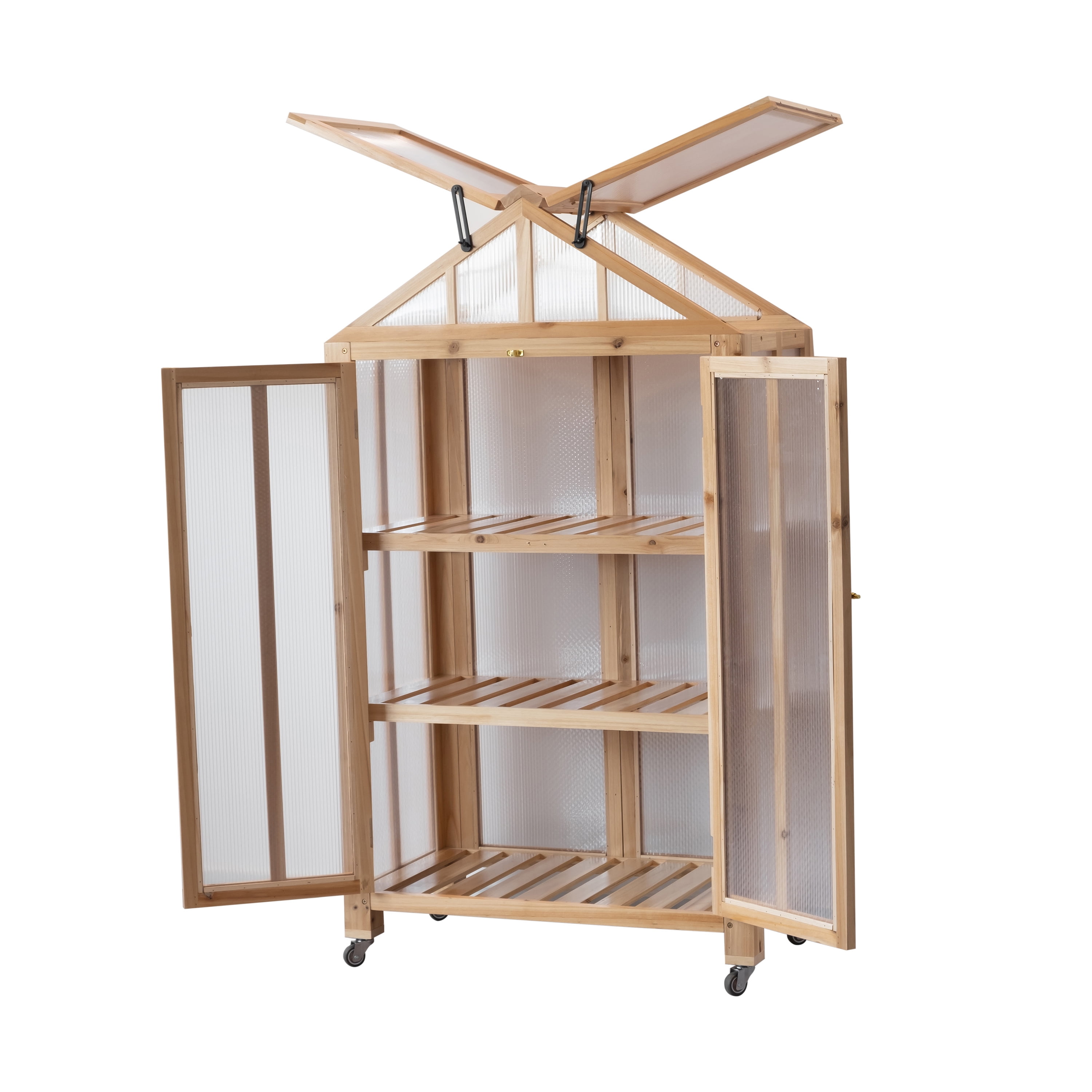 Expert Gardener Wooden Frame Greenhouse With Secure Locks For