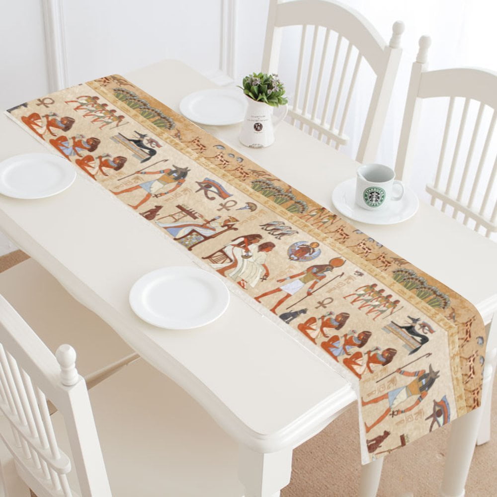 MYPOP Ancient Egypt Scene Table Runner Home Decor 16x72 Inch, African