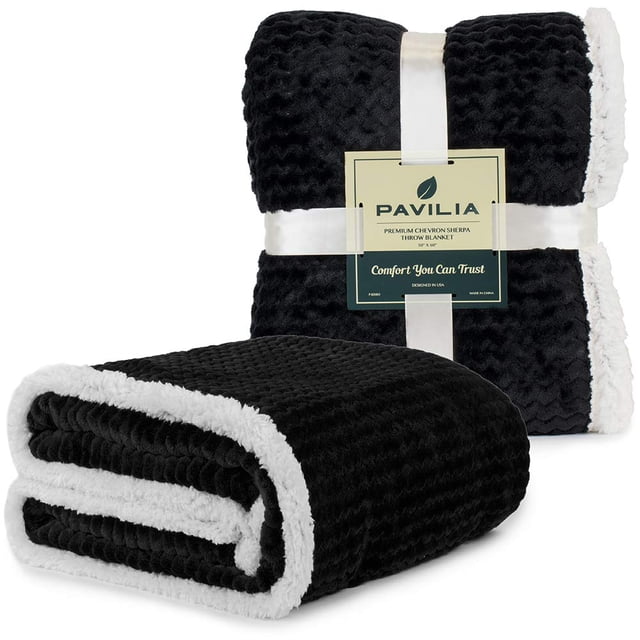 Manta decorativa Pavilia 127 x 152 cm suave reversible negra