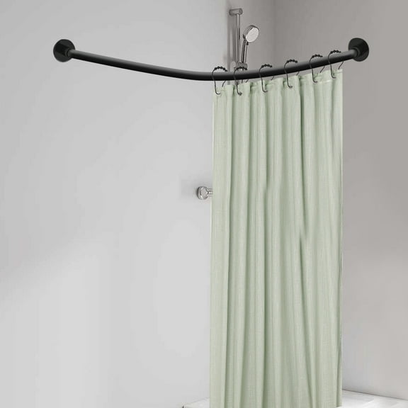 DENEST Shower Curtain Rail L Shape No Drilling Shower Rail Corner Telescopic Rod