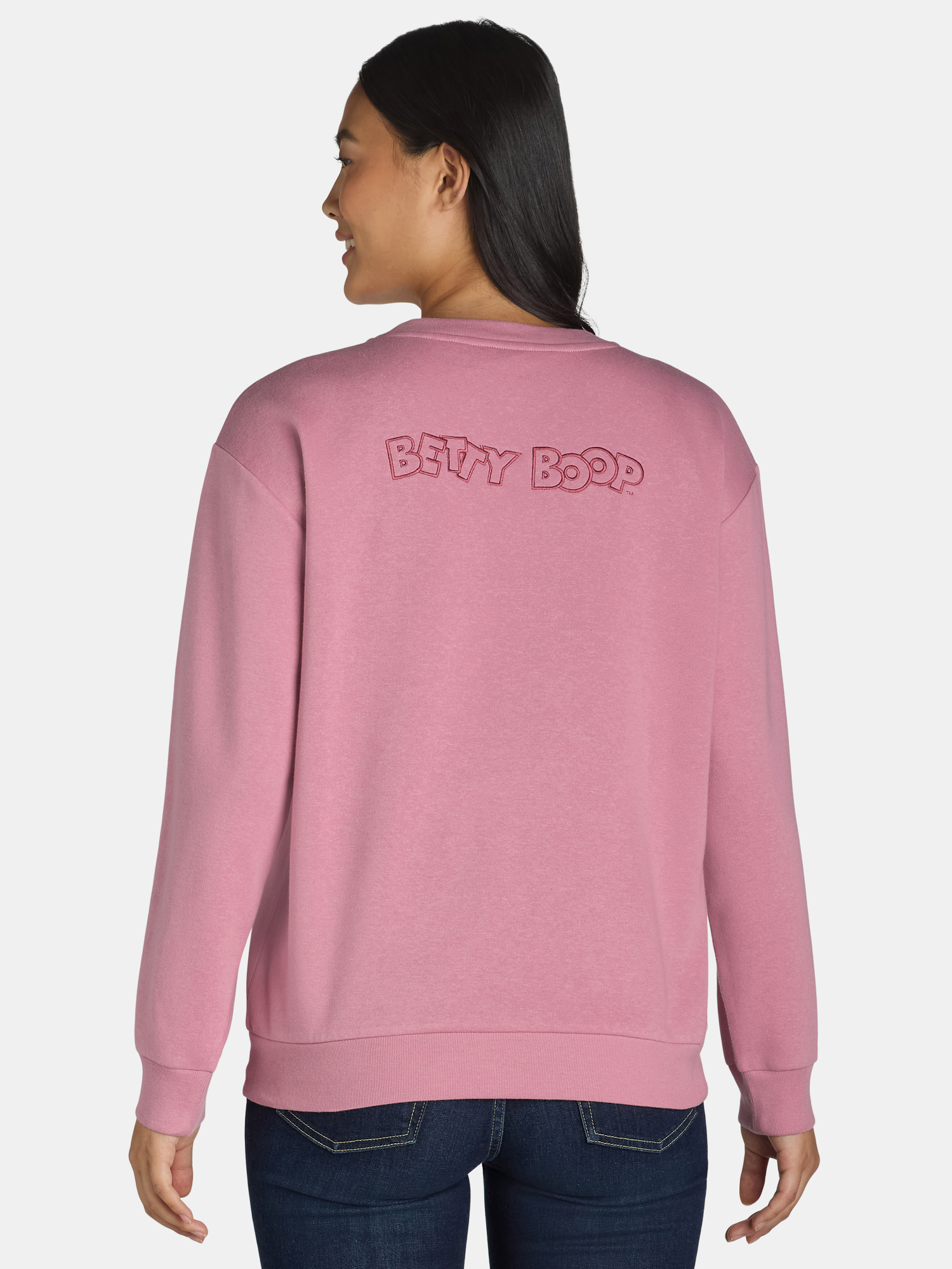 Betty Boop Women’s Embroidered Graphic Sweatshirt, Sizes XXS-XXL
