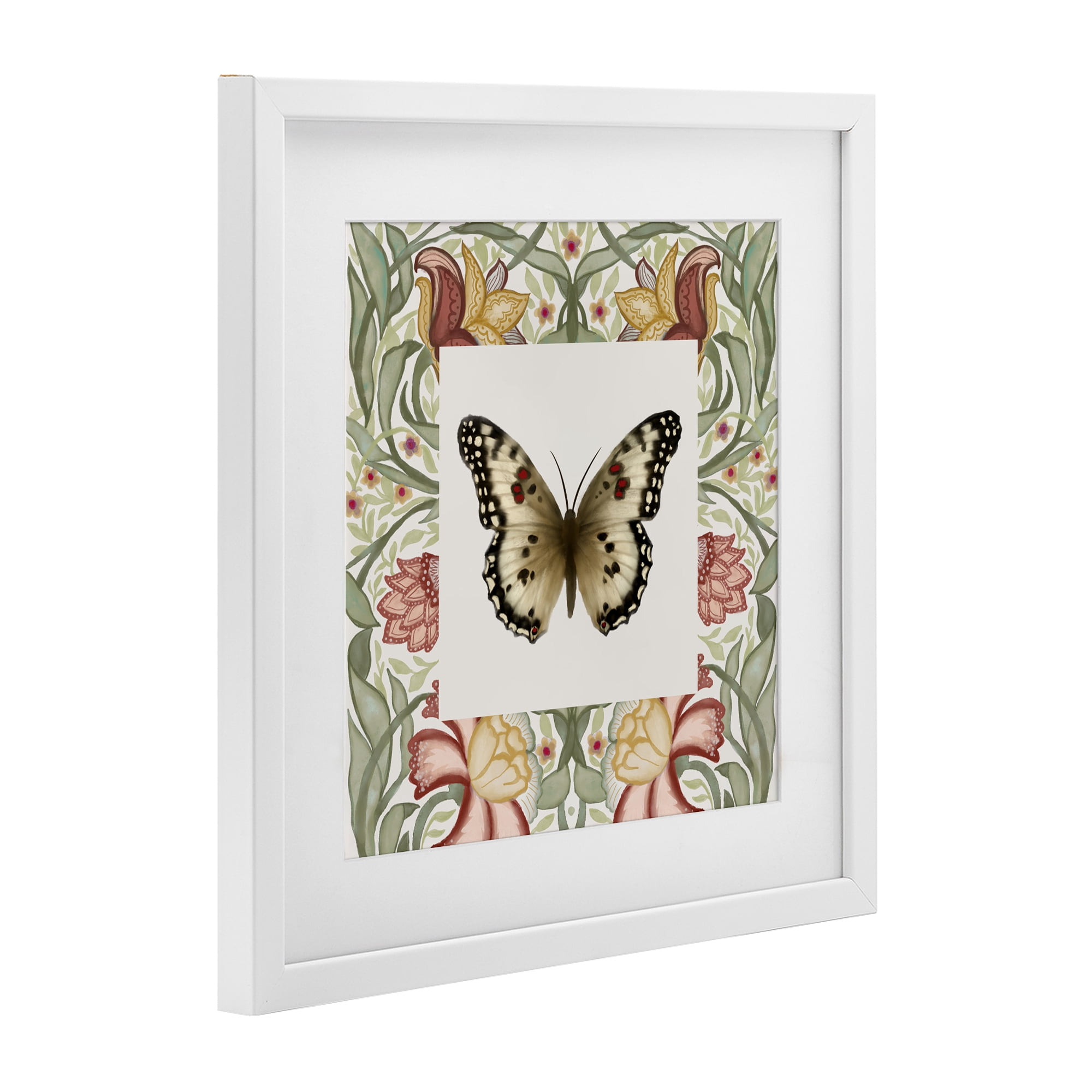 Stupell Industries Warm Toned Baroque Butterfly White Framed Print Under Glass, design by Elizabeth Medley