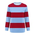 thumbnail image 5 of Karymi Womens Blouses Two-Tone Wide Horizontal Stripe Crew Neck Sweatshirt, Long Sleeve Non-Hooded Pullover Top, Block Color Sweatshirt with Side Pockets Womens T Shirts, 5 of 7