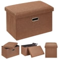 thumbnail image 5 of VECELO Foldable Storage Linen Ottoman 19" Storage Bench, Space-Saving Box Foot Rest Stool Seat For Bedroom Living Room, Brown, 5 of 12