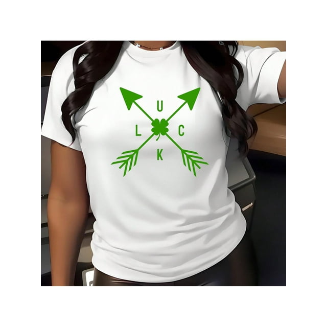 Camisetas de manga corta para mujer, cuello redondo, estampado floral, ajuste holgado, para verano, otoño 2025St Patrick's Day Print Shirt Men's Women's Crew Neck T-Shirt Cotton Short Sleeve Sports