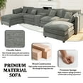 thumbnail image 6 of SOULART 144" Cloud Couch, Gray U-Shaped Sectional Sofa for Living Room, Modern sofa with Ottoman, Storage Box & Cup Holders & Chenille Fabric, 6 of 10