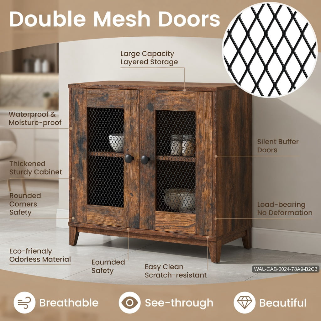 Demi Bonn Toilet Storage Cabinet, Bathroom Cabinet Organizer, Over-The-Toilet Storage Cabinet with Heavy-Duty Metal Frame 2-door Freestanding, for Bathroom, Rustic Brown