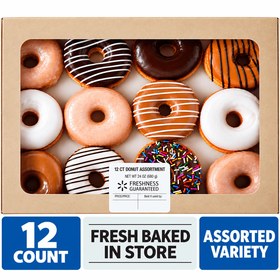 Freshness Guaranteed Regular Assorted Ring Donuts, 12 oz, 12 Count
