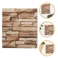 thumbnail image 6 of WEUVEB 10Pcs Stick on Wall Tiles for Bathroom and Kitchen Decorative Light Brown 3D Effect Panels, 6 of 8