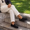 thumbnail image 2 of HomeTop Men's Classic Moccasin Slippers, All Season & Winter Warm Coral Fleece Lined Memory Foam Indoor Outdoor House Shoes, 2 of 9