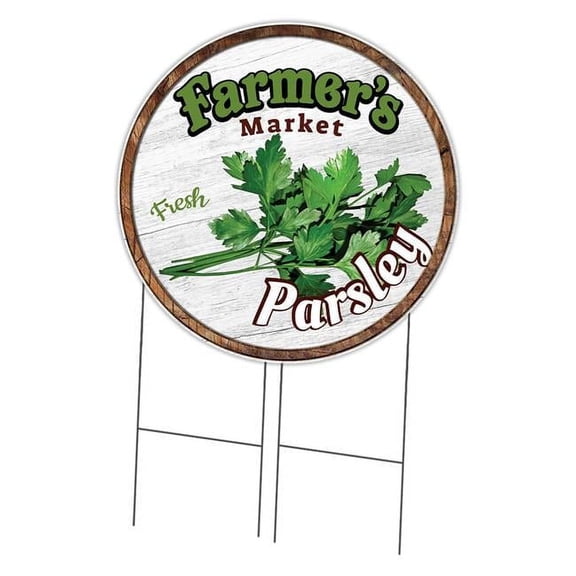 SignMission Corrugated Plastic Sign With Stakes 36" Circular - Farmer's Market Parsley | Coroplast Yard Sign With Stake |  Made in the USA