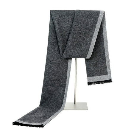 Style Long Scarf - Men Boys Casual Style Contrast Color Long Scarf Scarves Tassel Trim Warm Muffler