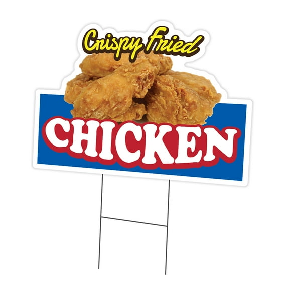 Crispy Fried Chicken 12" x 16" Yard Sign & Stake | Advertise Your Business | Stake Included Double Sided Image | Made in The USA