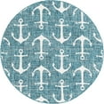 thumbnail image 2 of Unique Loom Outdoor Coastal Collection Area Rug - Ahoy (5' 3" Round Teal/Ivory), 2 of 6