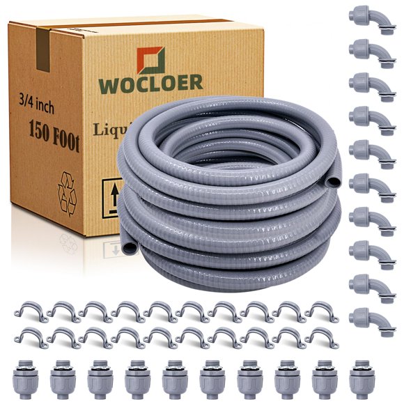 Kit de conductos eléctricos Wocloer 3/4 pulgadas 150 pies con conectores