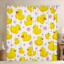 jejeloiu Cute Farm Duck Black Out Curtains,Country Flower Floral Curtains Pack of 2 (42x63 Each),Pink Yellow Bedroom Curtains For Boys Teens,Ultra Soft Home Decor