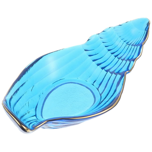 Plato decorativo con forma de concha con temática oceánica. Plato de cristal para fiestas, ideal para catering y aperitivos.