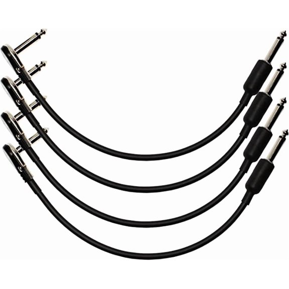 4-pack 18" Castline Silver Mogami 2319 Guitar Pedal Board Effects Switcher Patch Cable 1/4 TS Low Profile and Short Barrel Connectors
