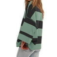 thumbnail image 4 of BiZtdJrK Long Sleeve T Shirts for Women Striped Print Half Zip Sweatshirt V Neck Loose Casual Y2k Tops with Pockets Army Green M, 4 of 7
