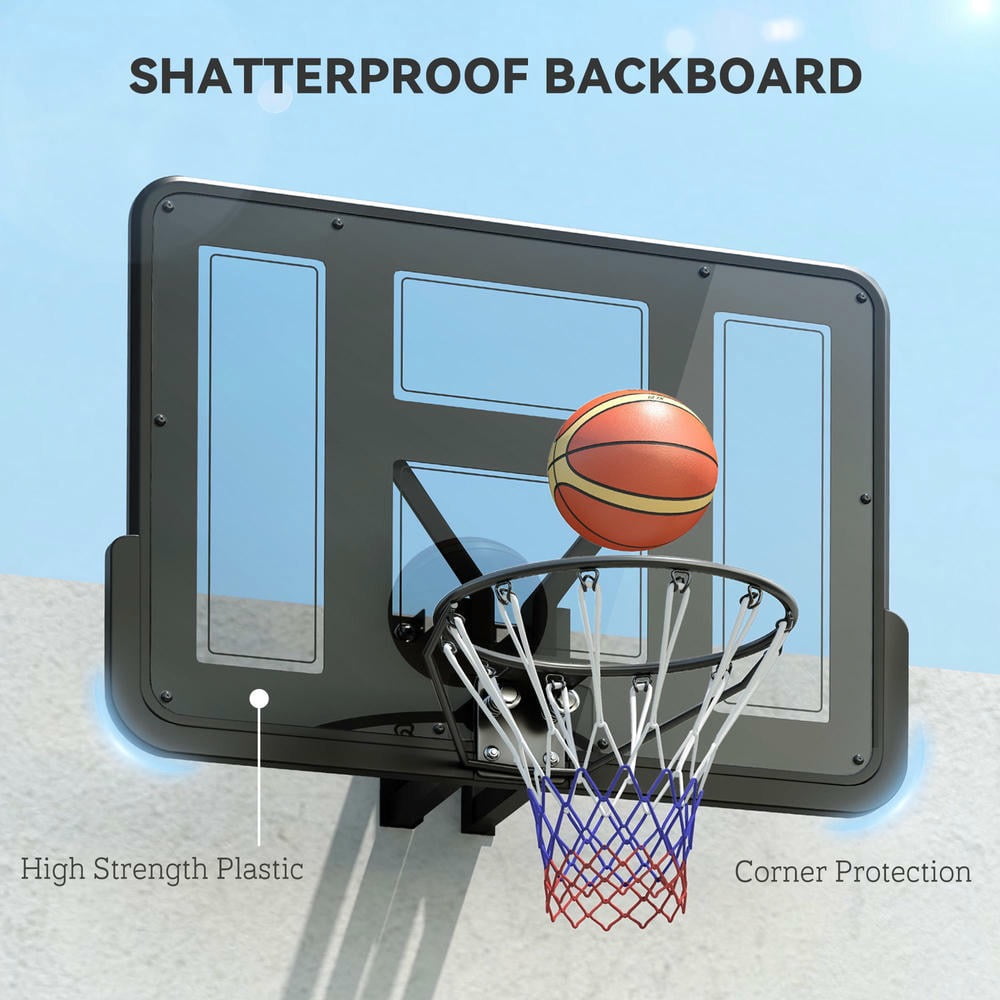 Barara King Basketball Hoop Stand with 43" Reinforced Shatter Resistant Backboard and All Weather Net for Indoor or Outdoor Use, Black