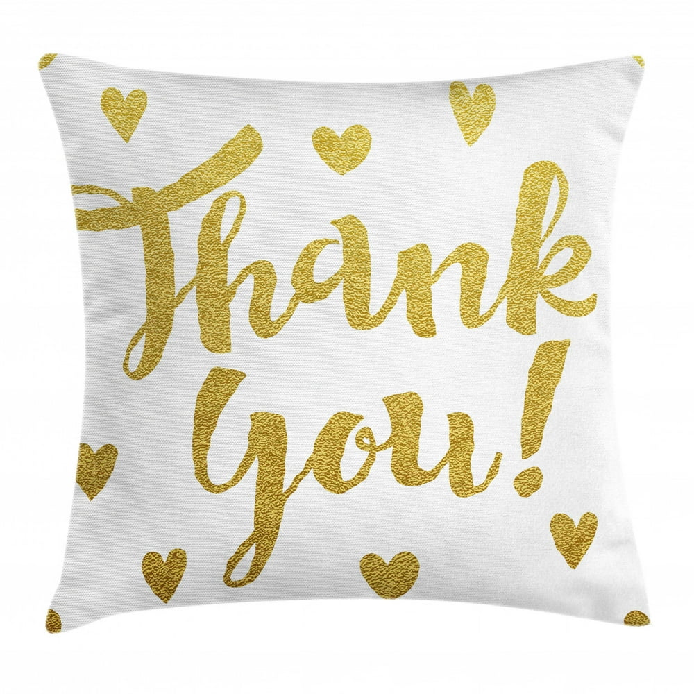 Thank You Throw Pillow Cushion Cover, Repeating Hearts Love Joined
