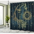 thumbnail image 5 of Ambesonne Egypt Shower Curtain, Moon with Boho Feathers, 69"Wx84"L, Yellow Petrol Blue, 5 of 5