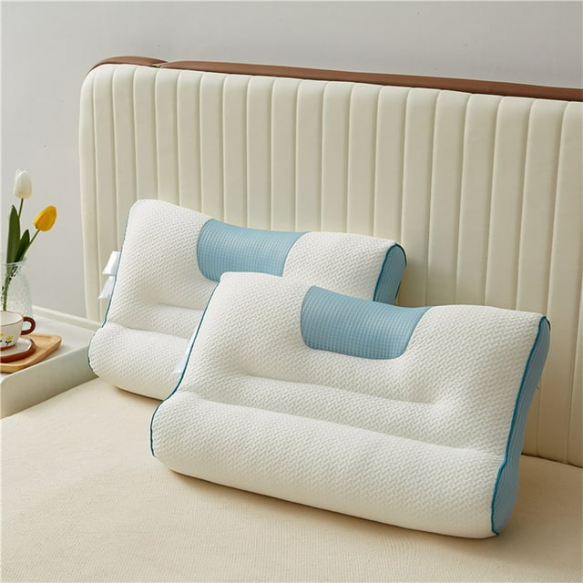 Soybean Pillow for Sleeping | Natural Recycled Fiber Fill | Supportive Pillow for Back, Side & Stomach Sleepers | Machine Washable | Blue, Gray, Green | 29x19 Inches