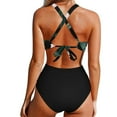 thumbnail image 4 of Aoochasliy Swimsuit Women Front Cross Cutout One-Piece Swimsuits Swimwear Tankini Monokini Beachwear, 4 of 5
