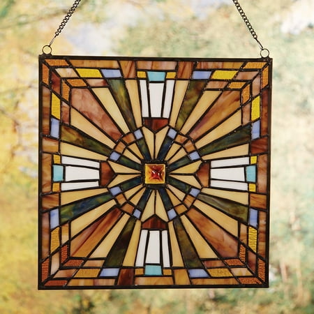 Stained Glass Mission Style Multi-Color Glass Accent Panel