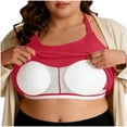 thumbnail image 3 of Craaazy Womens Plus Size Sports Tops Solid Color Racerback Ribbed Sleeveless Built-in Bra Crop Tank Tops for Workout Gift, 3 of 6
