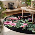 thumbnail image 3 of Round Rugs 4Ft, Pink Flamingos Round Area Rug Washable Indoor Throw Carpet, Summer Botanical Black Tropical Watercolor Soft Non Slip Circle Rug for Kitchen Nursery Room Home Decor Aesthetic, 3 of 8