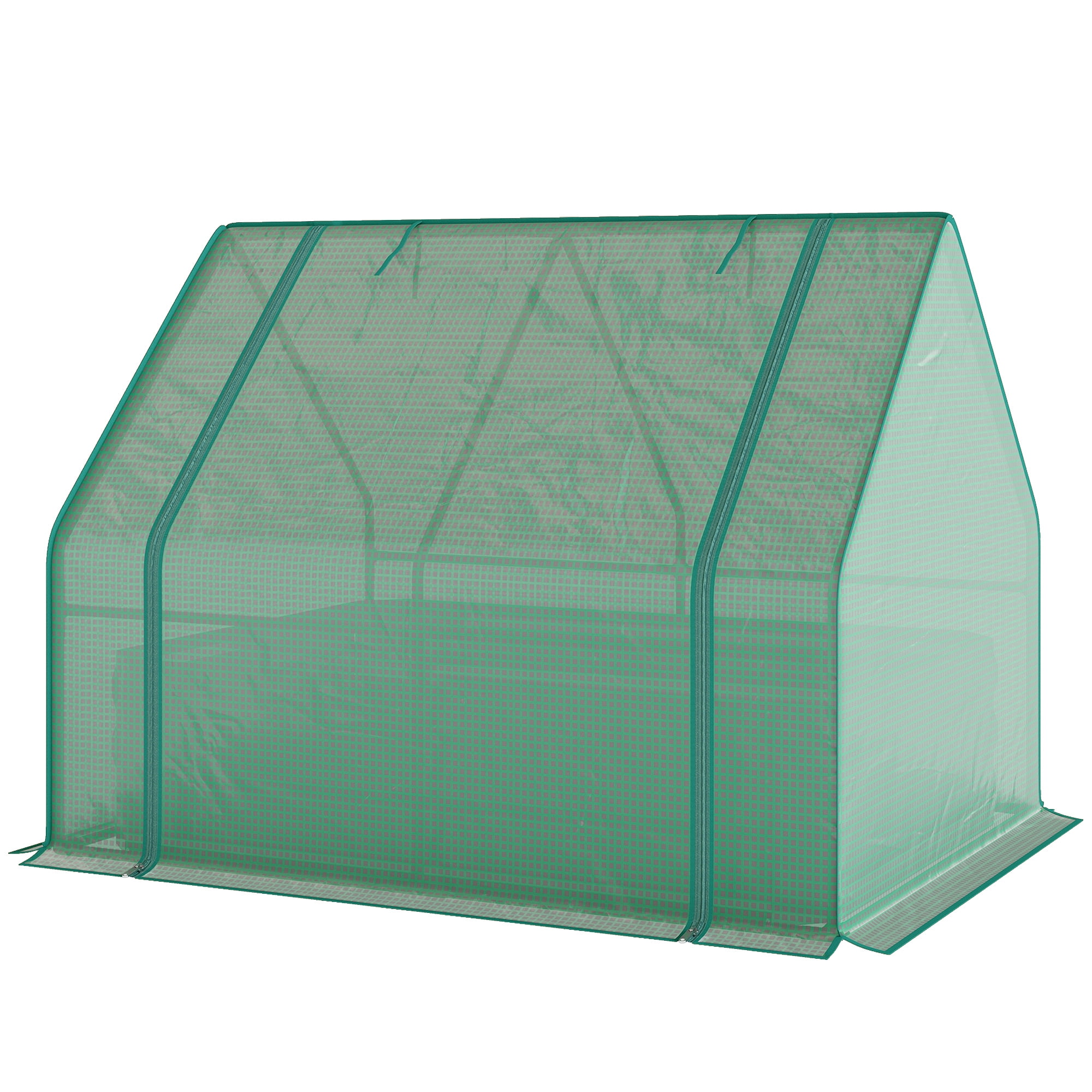 Raised Garden Bed with Mini Greenhouse Combo, Roll-Up Window, Windproof Design, Open Bottom Drainage, 2-Section Planting Area for Outdoor Garden