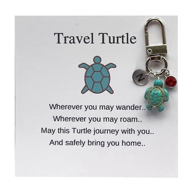 Kcodviy 26 Letter Handmade Turtle Wrist Key Fob Keychain Turtle Combination Pendant Keys Chain 26 Letter Surname Travel Wrist Ring Turtle Keychain Pendant