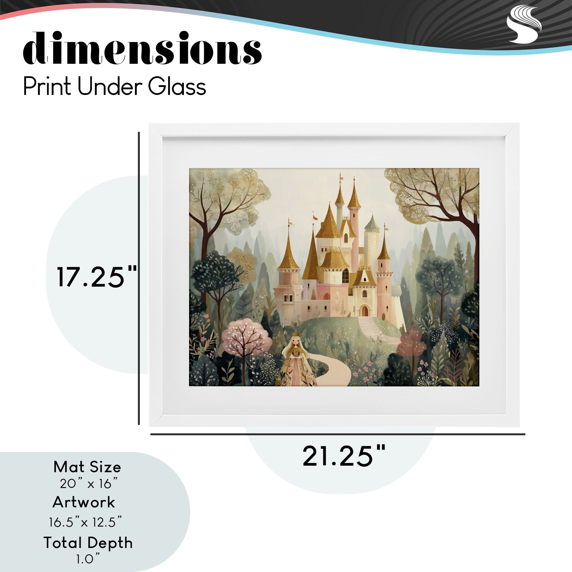 Stupell Industries Whimsical Castle Path White Framed Print Under Glass, design by Christine Simpson Art