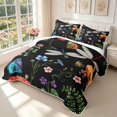 thumbnail image 3 of Erosebridal Boho Dragonfly Bed Spread Queen,Graceful Floral Queen Coverlet Set,Black Orange,3pcs,1 Quilt and 2 Pillowcases, 3 of 7