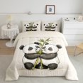 thumbnail image 2 of Manfei Kawaii Panda Bedding Full Comforter Set,Cartoon Animal Down Comforter,White Black Green Bedding Sets Full with Comforter,Microfiber Room Decoration Reversible,3 Pieces, 2 of 8