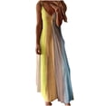 thumbnail image 1 of Pisexur Robe Sans Manches Col en V Mi-Mollet Robes Mi-Mollet pour Femmes Été Décontracté Col en V Imprimé Sans Manches Vacances Plage Longue Robe Femmes Robe, 1 of 4