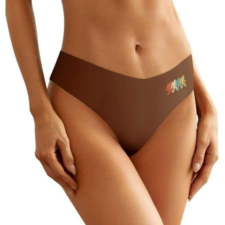 

Retro Bigfoot Sasquatch Women Thong No Show Seamless Panty Bikini Underwear Stretch Invisible Briefs