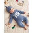 thumbnail image 6 of RUINIXCW Mama's Boy Outfit Newborn Baby Boy Hospital Coming Home Outfit Waffled Romper Infant Baby Girls Fall Winter Clothes Long Sleeve Jumpsuit Hat Set, 6 of 9