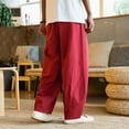 thumbnail image 7 of Men's Plus Size Wide Leg Pants Comfy Elastic Waist Solid Color Loose Lantern Trousers Drawstring Sweatpants, 7 of 7