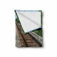 thumbnail image 2 of Train Track Soft Flannel Fleece Blanket, Creative Photo of 2 Parallel Railroad Tracks Vanishing Point on Horizon Trees, Cozy Plush for Indoor and Outdoor Use, 50" x 60", Multicolor, by Ambesonne, 2 of 6