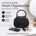 thumbnail image 6 of ZhangC Mini Ruched Puffy Clutch Handbag for Women, 7.9 Inch Small Zipper Wallet Crossbody Purse with Round Top Handle, Casual Evening Phone Card Bag, Shopping and Daily Use, Black, 6 of 6