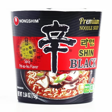 Nongshim Shin Black Noodle Soup Cup  3.5 oz each (2 Items Per Order, not per